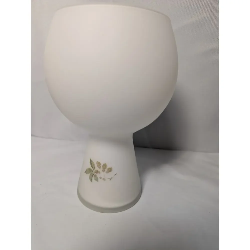 Vintage Norleans Frosted Satin Glass Vase Birds Floral Hand painted 1960